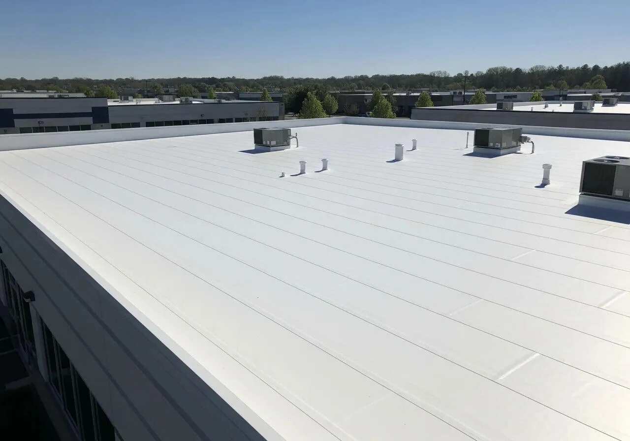 Commercial TPO flat roof installation in the Washington DC area